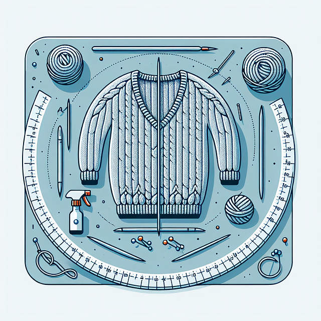 knitted item laid out ready for blocking