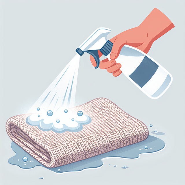 spraying knitted fabric with water mist