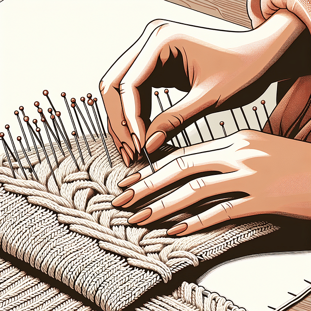 removing pins from a blocked knitted item