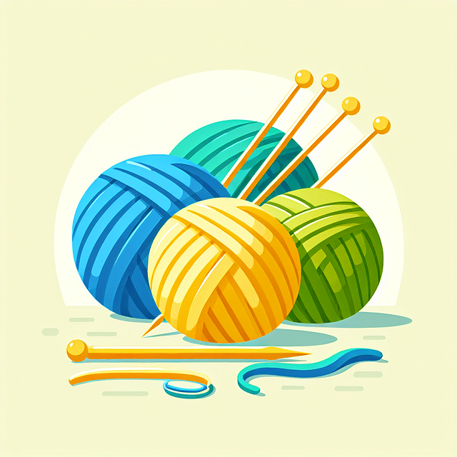 yarn balls and knitting needles ready to start