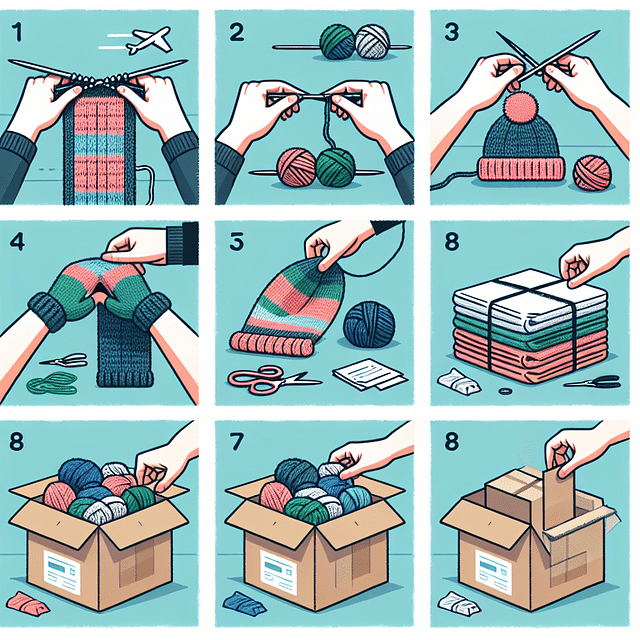 package with knitted donation being sent