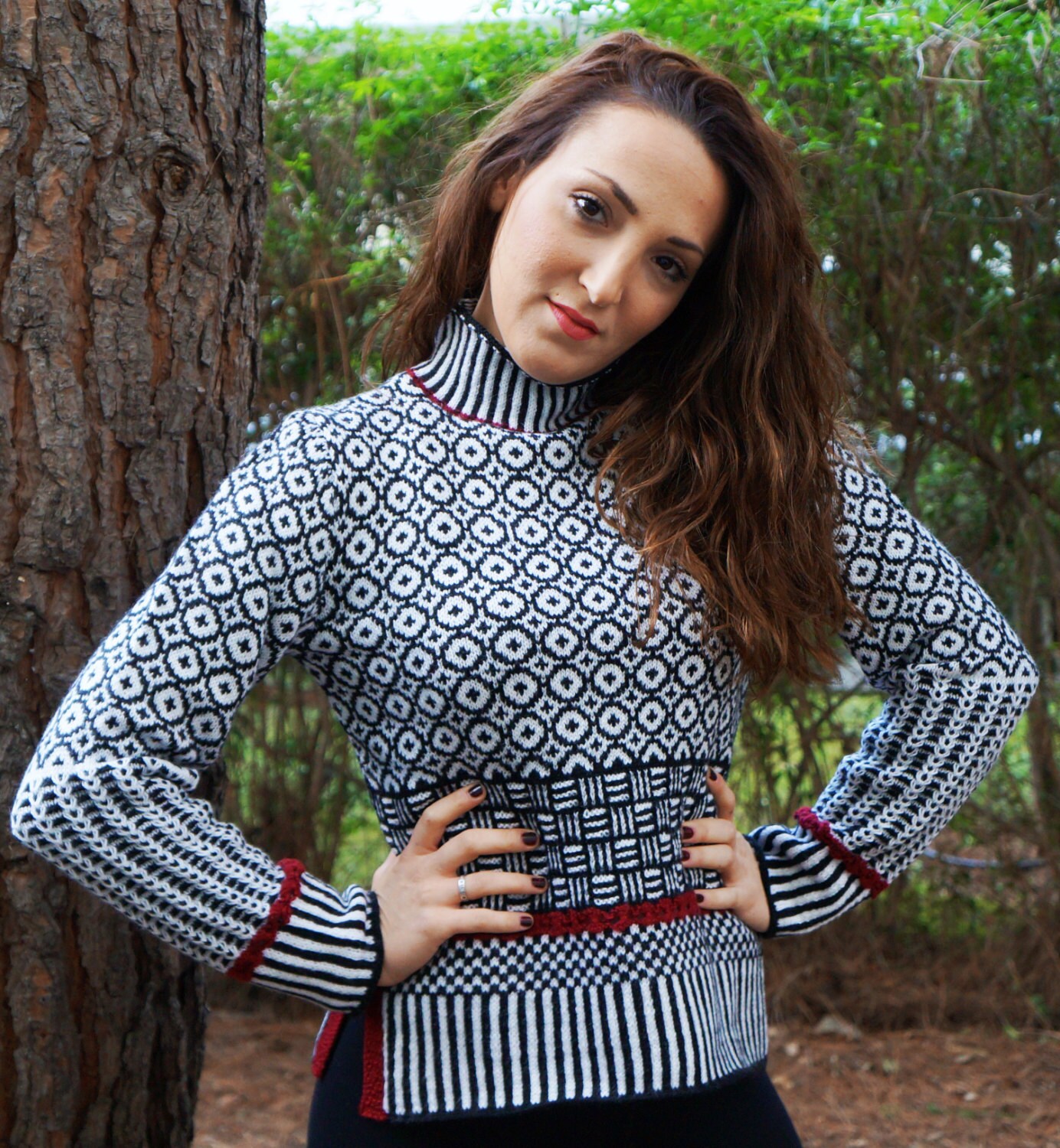 Mosaic knitting sweater pattern