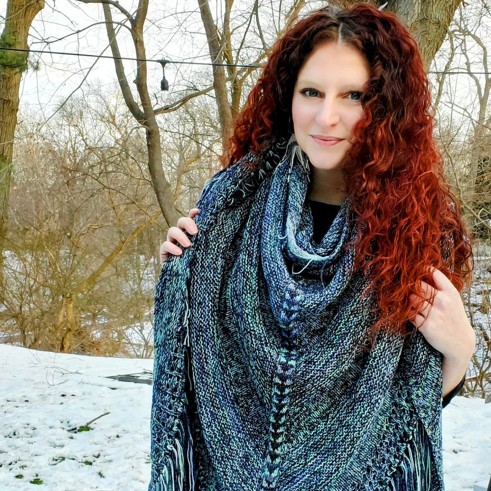 simple knit scarf hand-dyed yarn