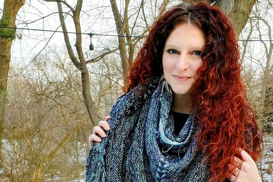 simple knit scarf hand-dyed yarn