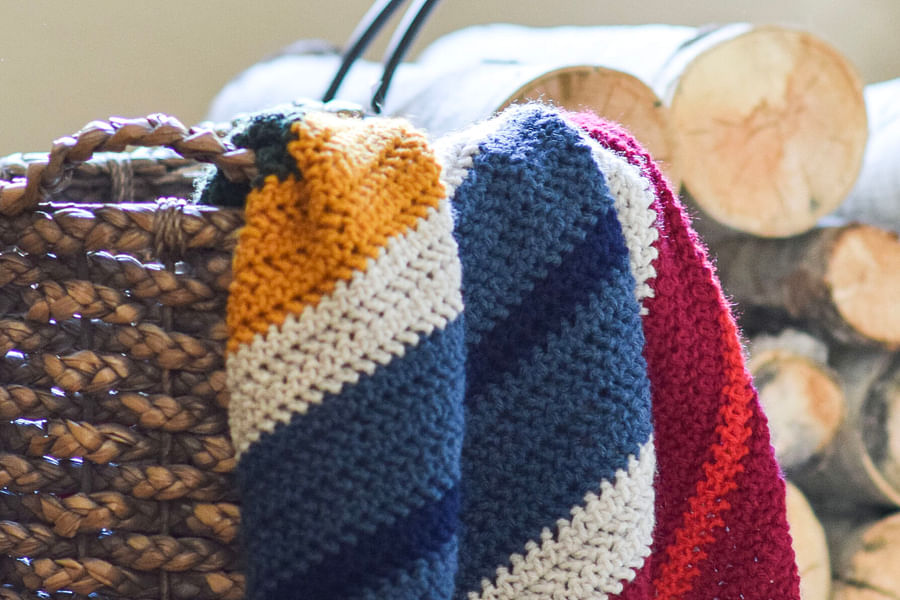 herringbone knit throw pattern