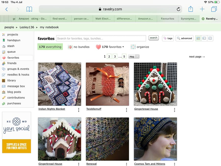 Screenshot of a popular online knitting community