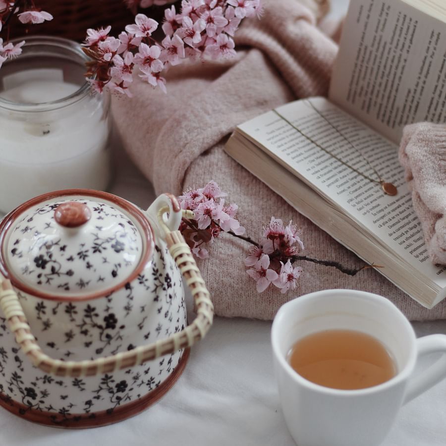 Knitting tools neatly arranged on a table