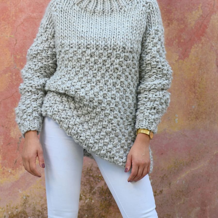 Collection of fashionable hand-knit sweaters from trendy patterns