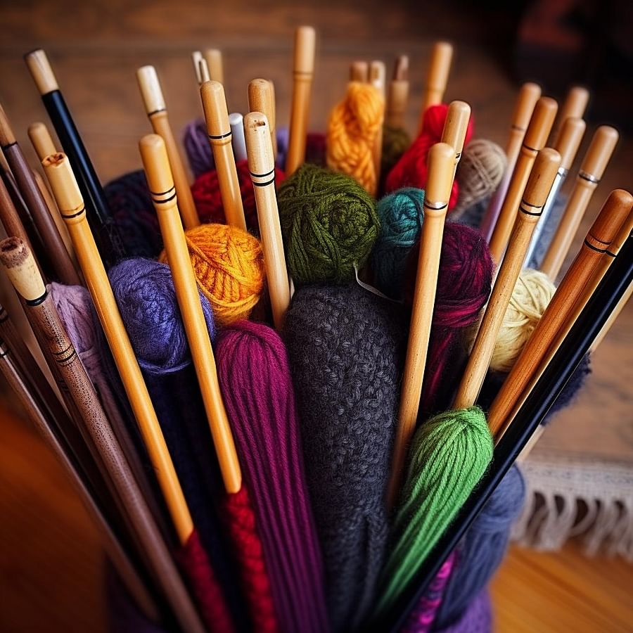 Variety of knitting needles