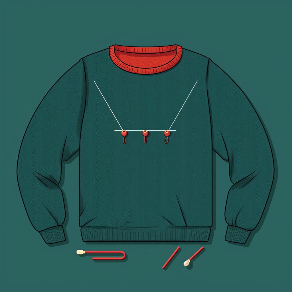 Assembled sweater with a needle and thread