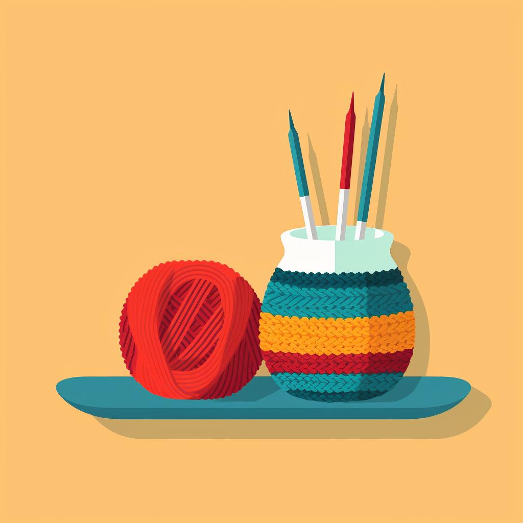 Knitting pattern with knitting needles and yarn