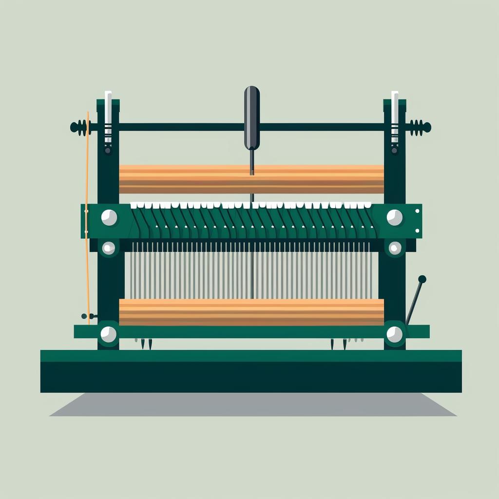 Loom hook lifting the bottom loop over the top loop on a knitting loom
