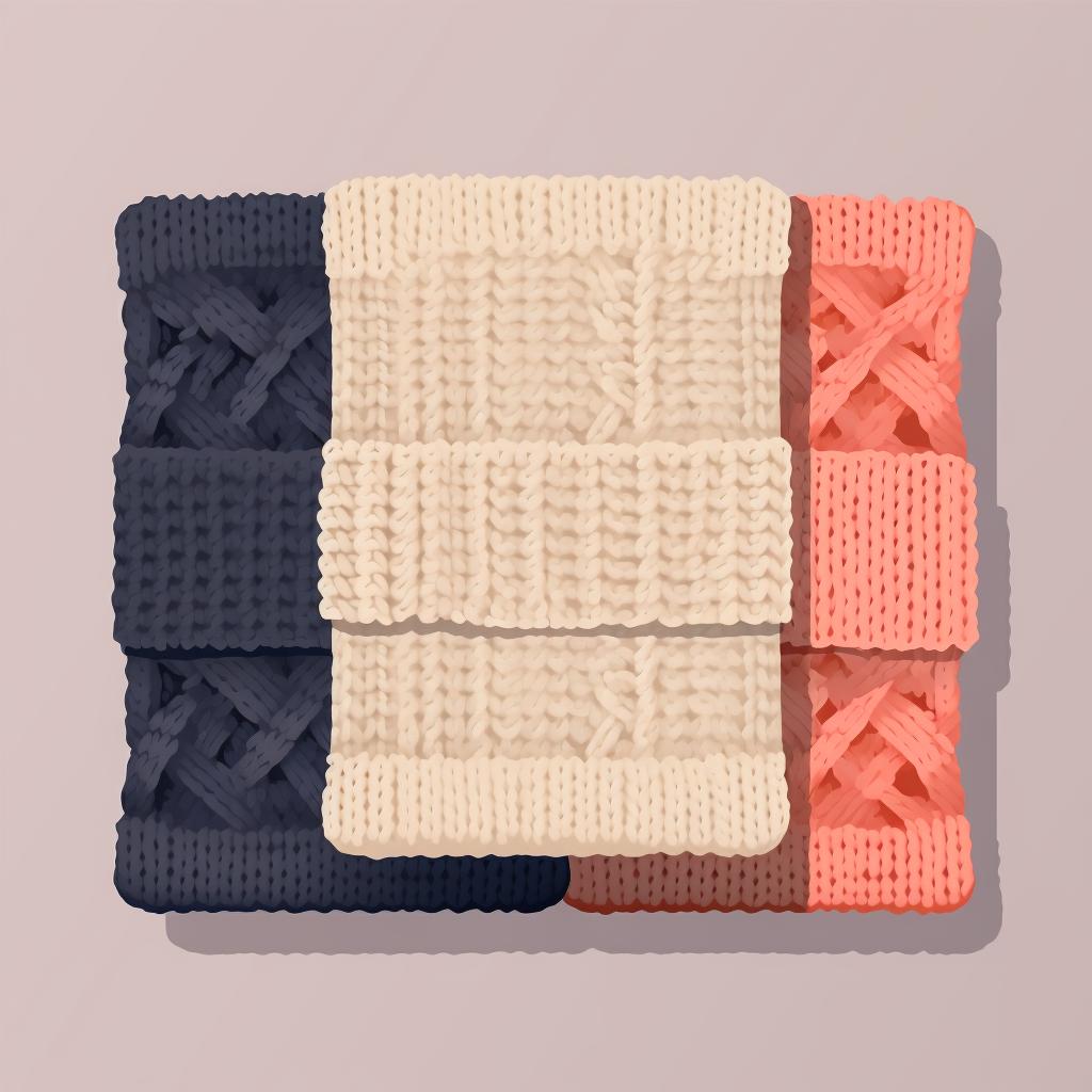 Three knitted squares