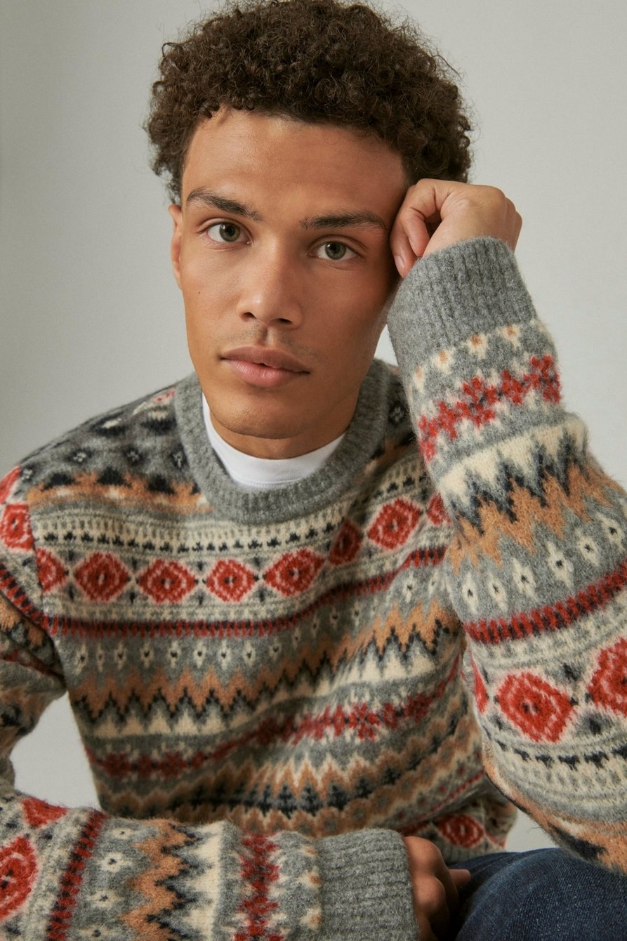 Colorful Intarsia pattern sweater